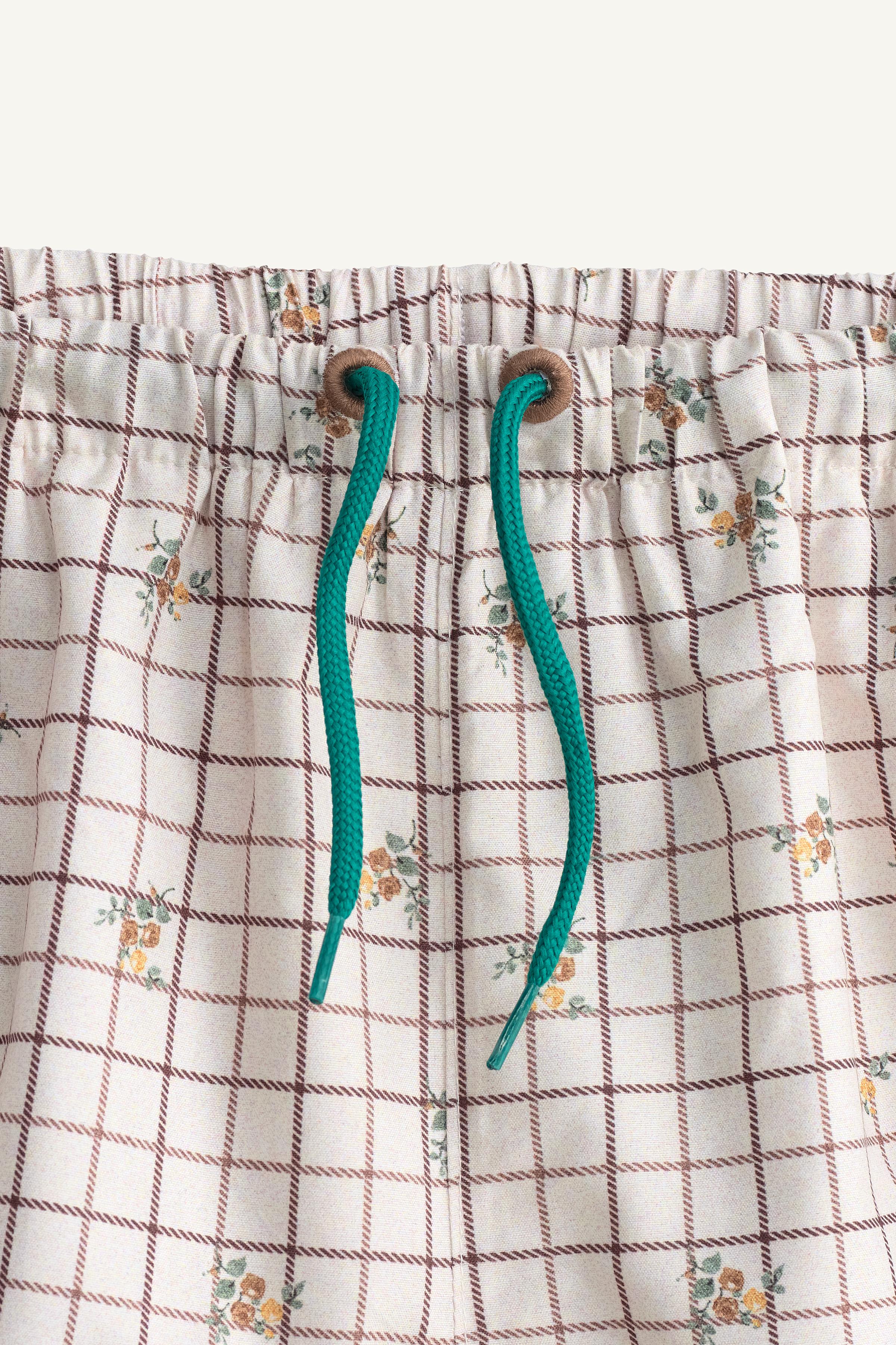 SHORT DE BAIN À CARREAUX ET FLEURS ÉDITION LIMITÉE